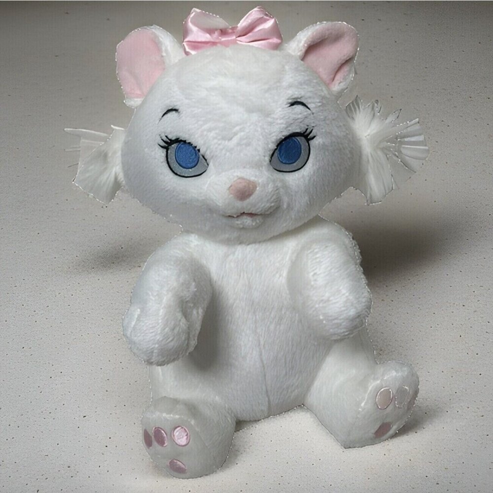 Disney Parks Marie Aristocats Plush Toy 8" White & Pink Baby Stuffed Animal